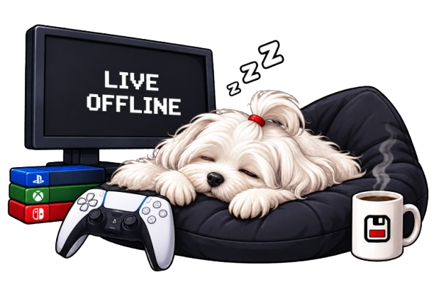 Cachorro dormindo enquanto a transmissão do Último Save está offline